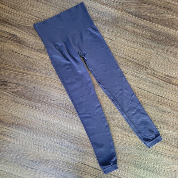 SPANX Look At Me Now Seamless Leggings Women's M Blue Ribbed Waist Shaping - Picture 5 of 9